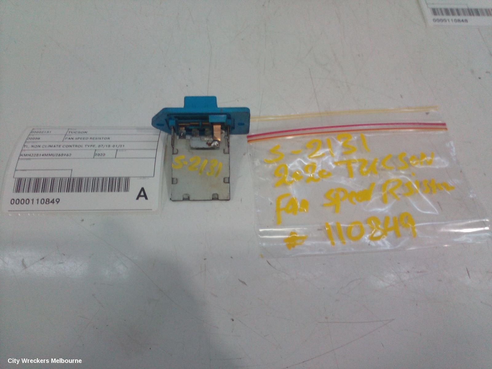 HYUNDAI TUCSON FAN SPEED RESISTOR, TL, NON CLIMATE CONTROL TYPE, 07/2015 - 01/2021
