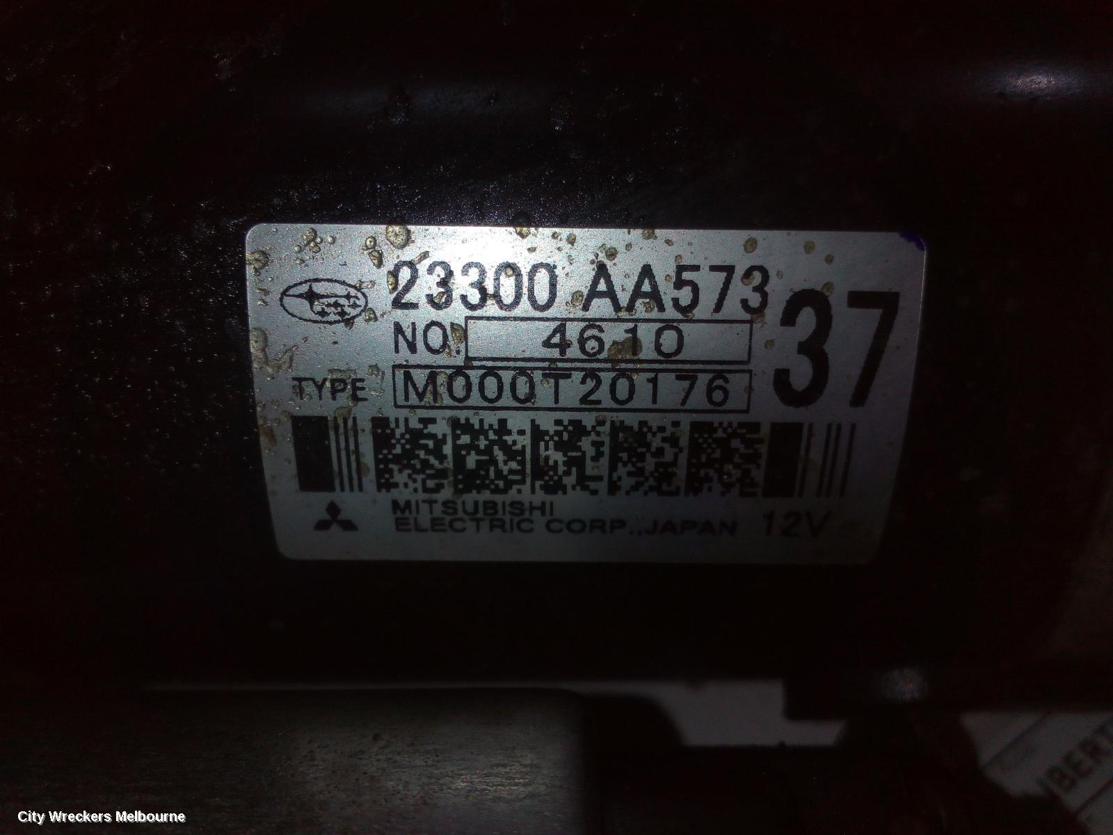 SUBARU LIBERTY STARTER, PETROL, FB25, AUTO, 6 SPEED, 5TH GEN, 09/2012 - 11/2014