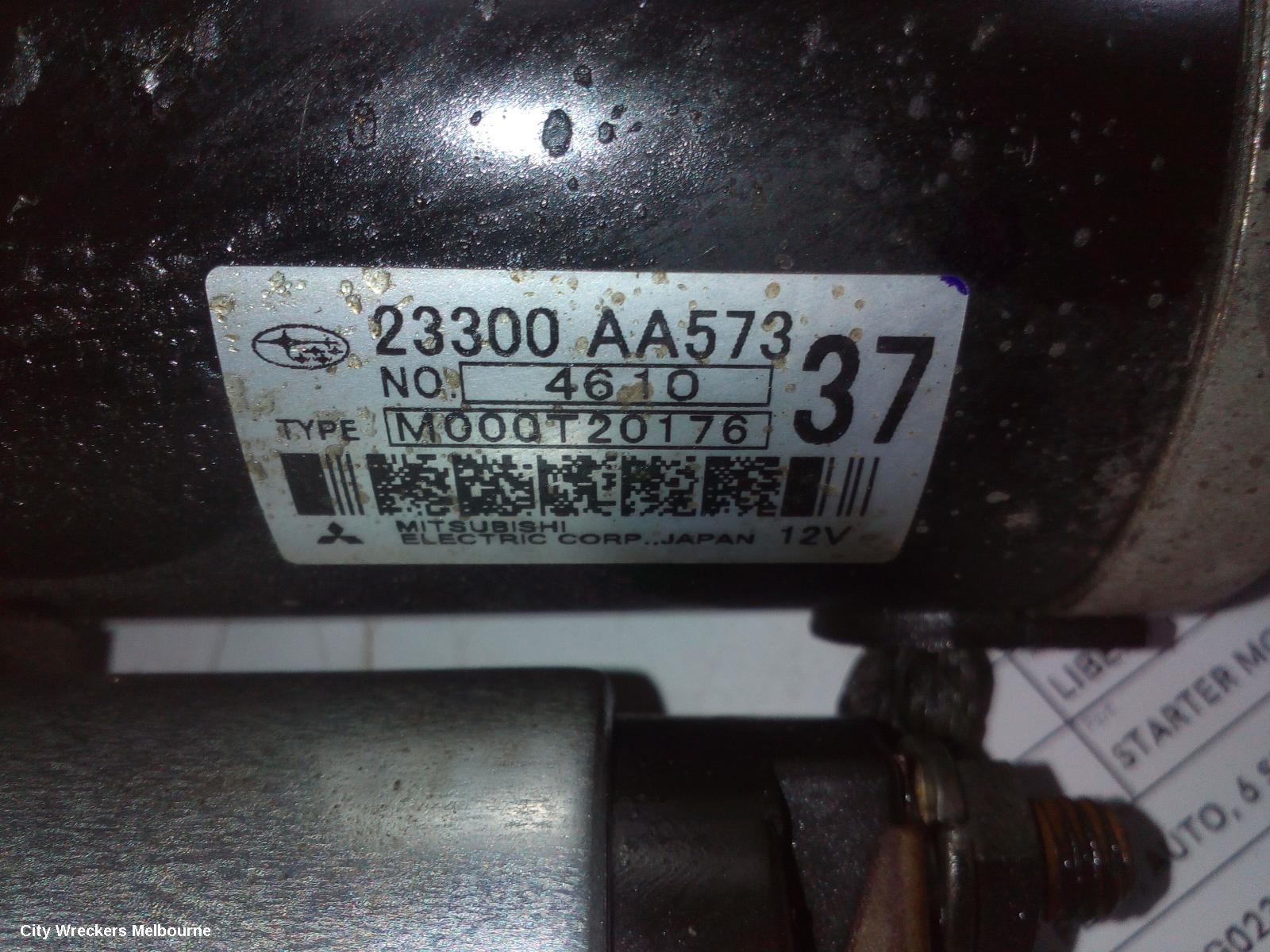 SUBARU LIBERTY STARTER, PETROL, FB25, AUTO, 6 SPEED, 5TH GEN, 09/2012 - 11/2014