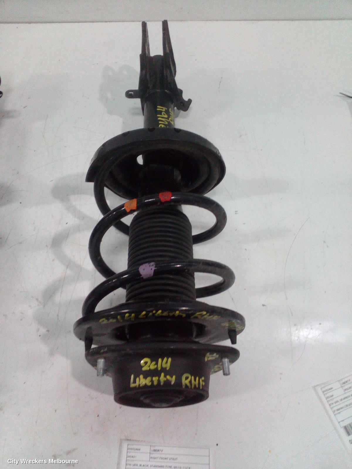 SUBARU LIBERTY RIGHT FRONT STRUT, 5TH GEN, BLACK, STANDARD TYPE, 09/2012 - 11/2014
