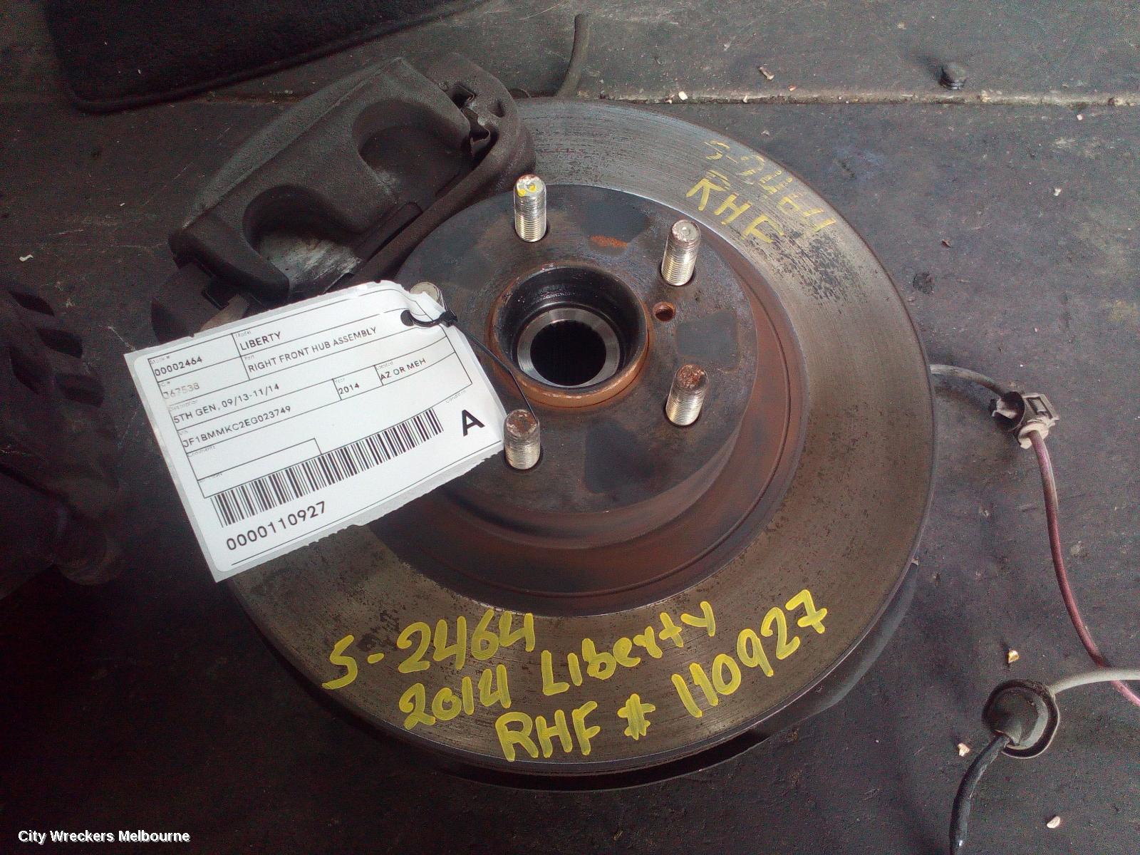 SUBARU LIBERTY RIGHT FRONT HUB ASSEMBLY, 5TH GEN, 09/2013 - 11/2014