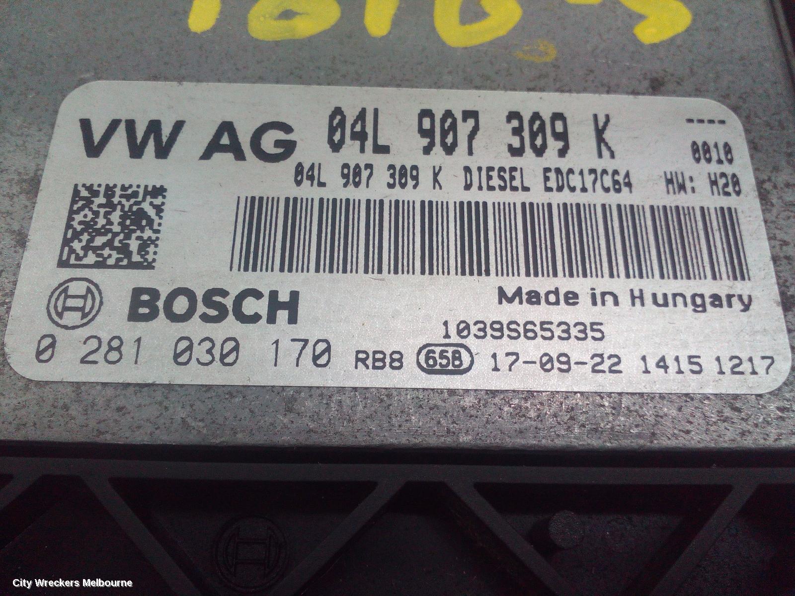 VOLKSWAGEN CADDY ECU, ENGINE ECU, 2.0, DIESEL, ECU ONLY, 2KN, 07/2015 - 02/2021