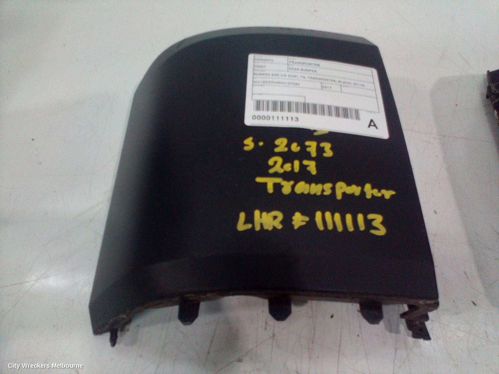 VOLKSWAGEN TRANSPORTER REAR BUMPER, BUMPER BAR (LH SIDE), T6, TRANSPORTER, BLACK, 07/2015 ONWARDS