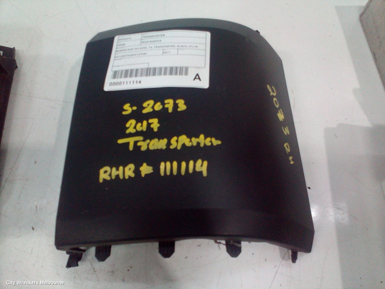 VOLKSWAGEN TRANSPORTER REAR BUMPER, BUMPER BAR (RH SIDE), T6, TRANSPORTER, BLACK, 07/2015 ONWARDS
