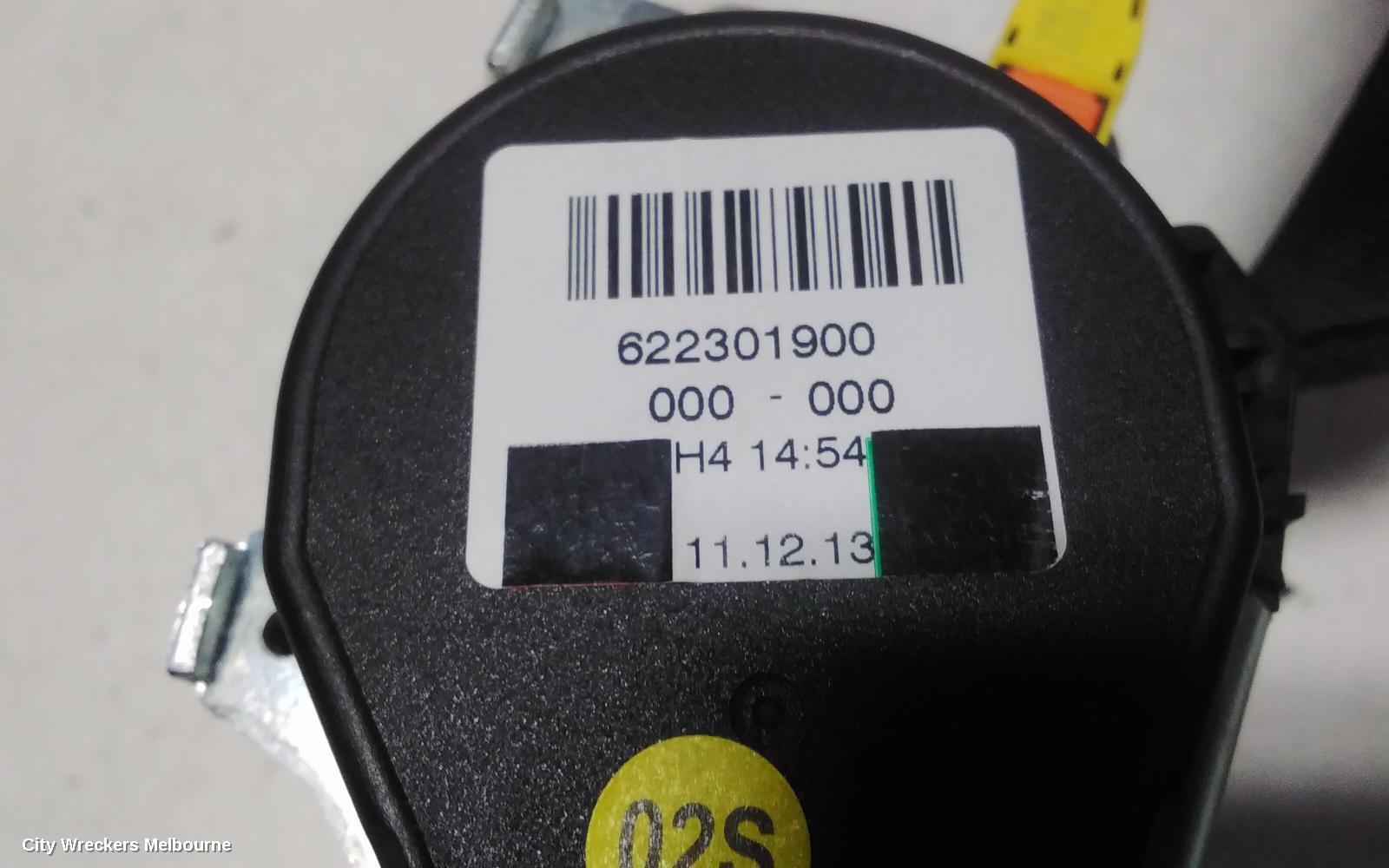 VOLKSWAGEN GOLF SEATBELT/STALK, RH REAR, SEAT BELT ONLY, CABRIO, GEN  6, 02/2009 - 01/2016