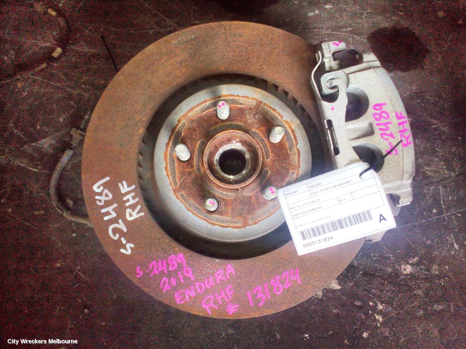 FORD ENDURA RIGHT FRONT HUB ASSEMBLY, FWD, CA, 09/2018 - 06/2020