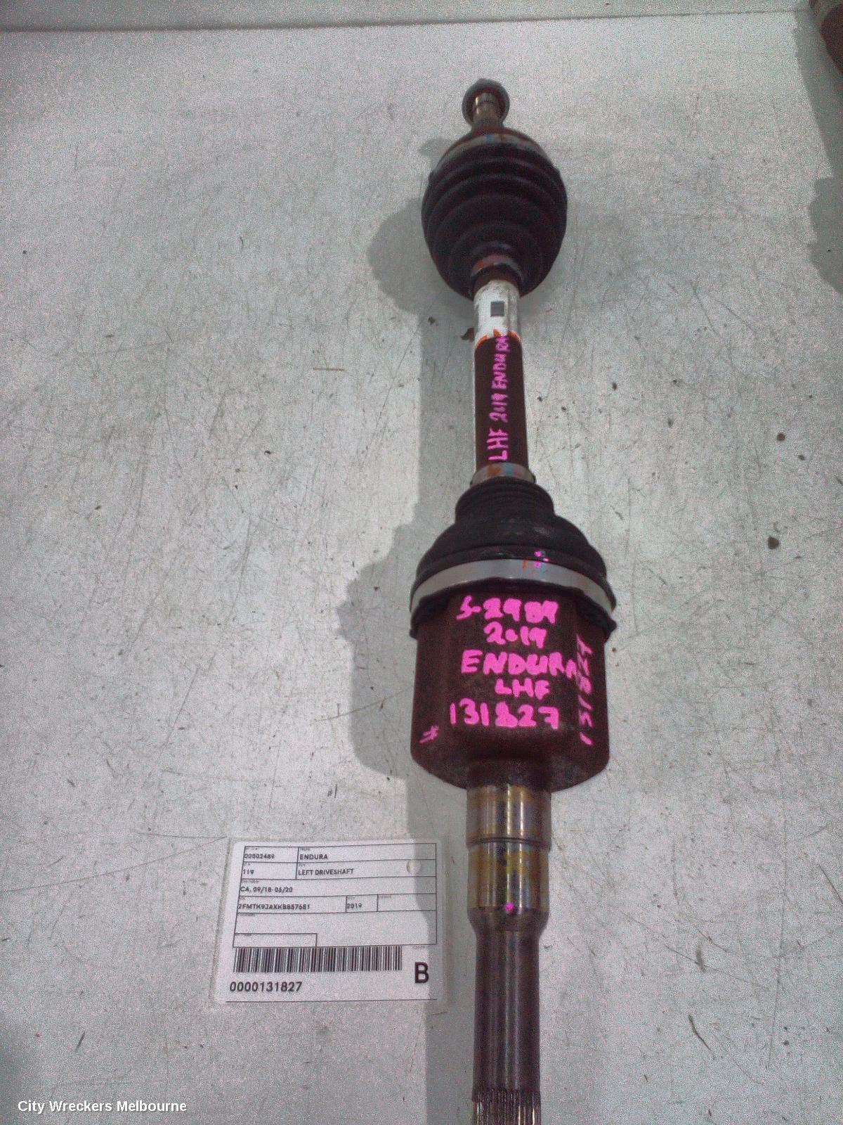 FORD ENDURA LEFT DRIVESHAFT, CA, FRONT, AUTO, AWD/FWD, DIESEL, 2.0, TURBO, 09/2018 - 06/2020