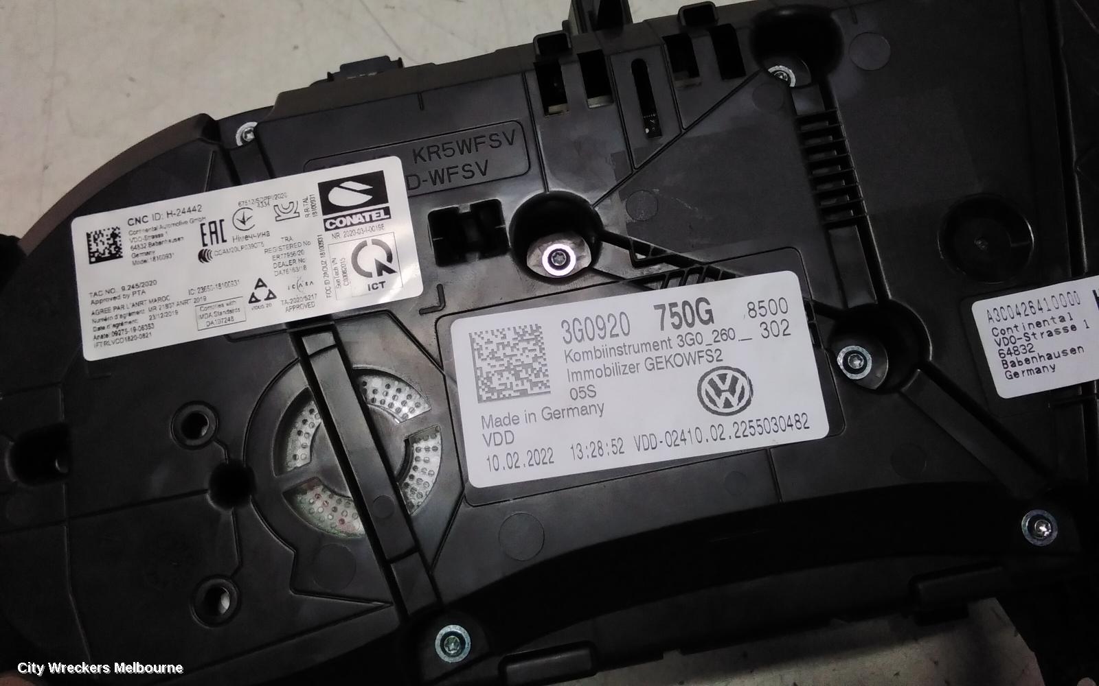 VOLKSWAGEN PASSAT INSTRUMENT CLUSTER, PETROL, 140TSI BUSINESS/162TSI ALLTRACK, B8/MK7, 11/2019 ONWARDS