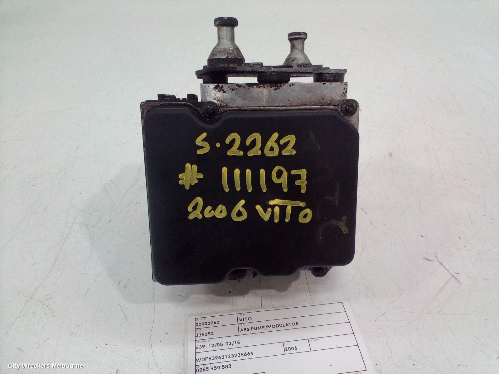MERCEDES VITO ABS PUMP/MODULATOR, 639, 12/2005 - 02/2015