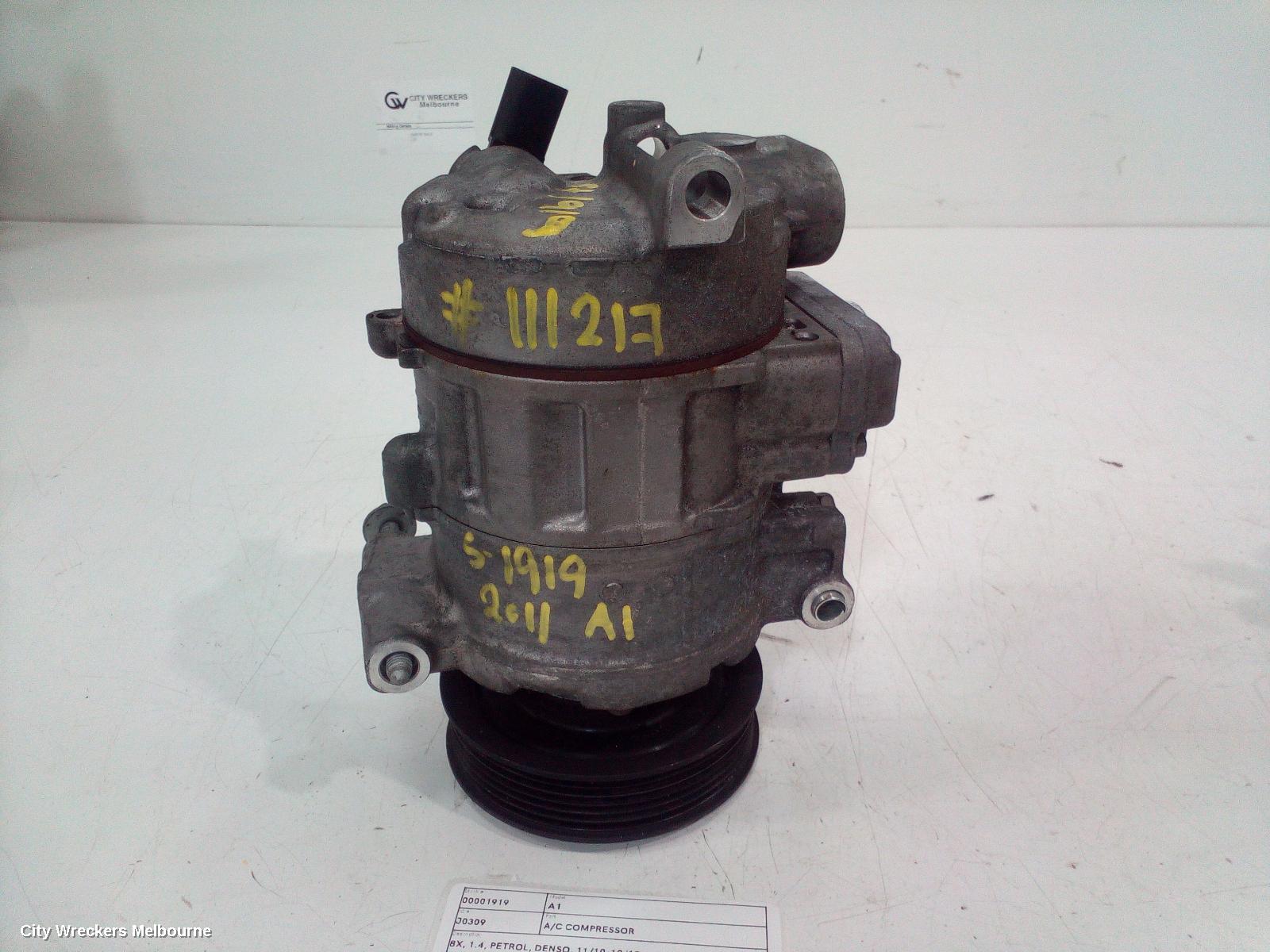 AUDI A1 A/C COMPRESSOR, 8X, 1.4, PETROL, DENSO, 11/2010 - 10/2018