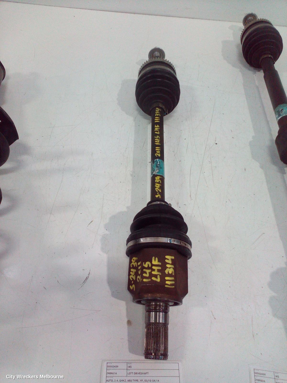 HYUNDAI I45 LEFT DRIVESHAFT, AUTO, 2.4, G4KJ, ABS TYPE, YF, 02/2010 - 04/2014
