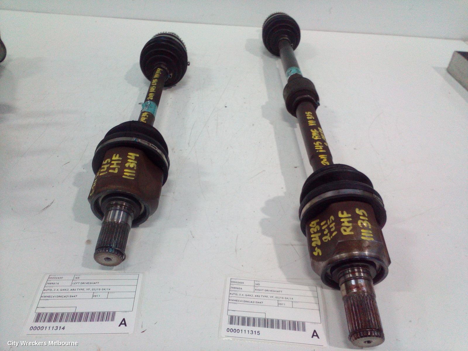HYUNDAI I45 LEFT DRIVESHAFT, AUTO, 2.4, G4KJ, ABS TYPE, YF, 02/2010 - 04/2014