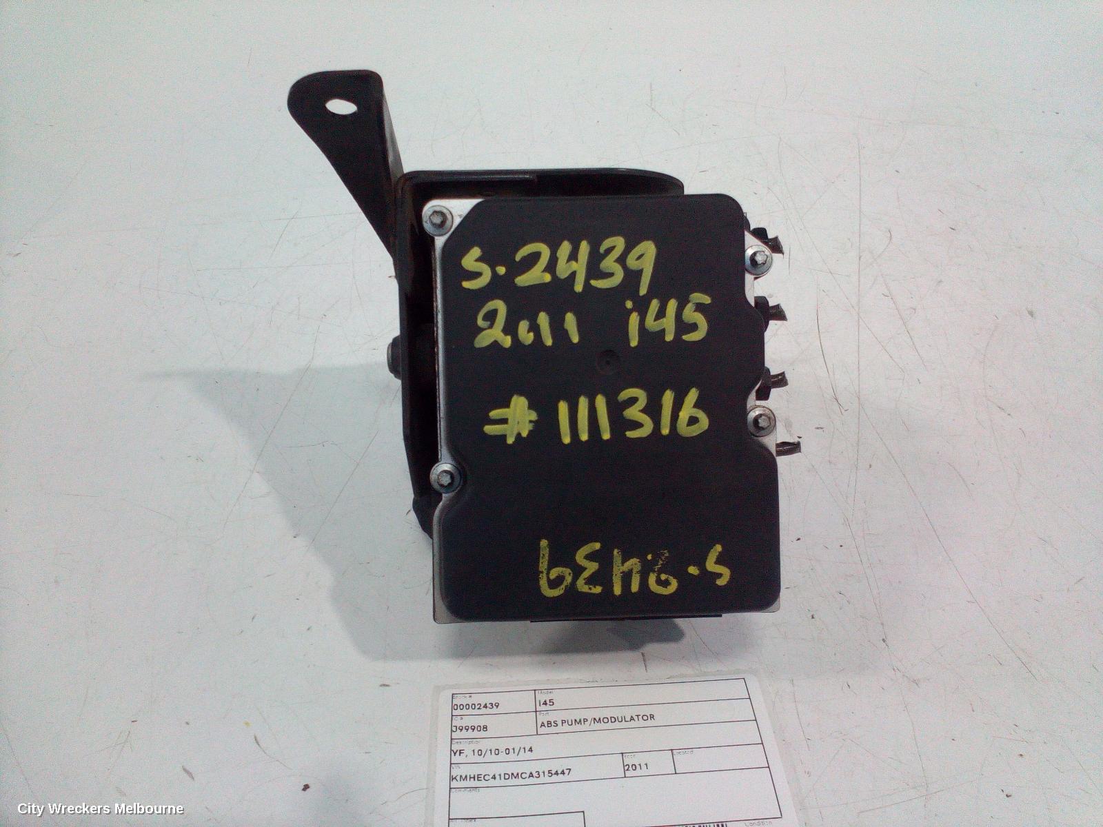 HYUNDAI I45 ABS PUMP/MODULATOR, YF, 10/2010 - 01/2014