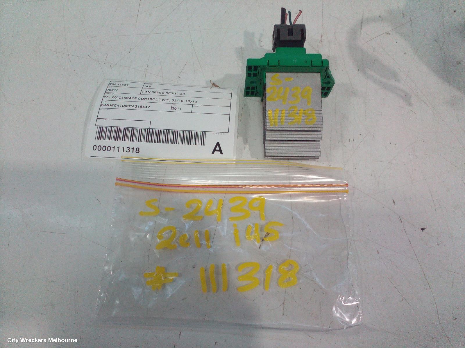 HYUNDAI I45 FAN SPEED RESISTOR, YF, W/ CLIMATE CONTROL TYPE, 02/2010 - 12/2012