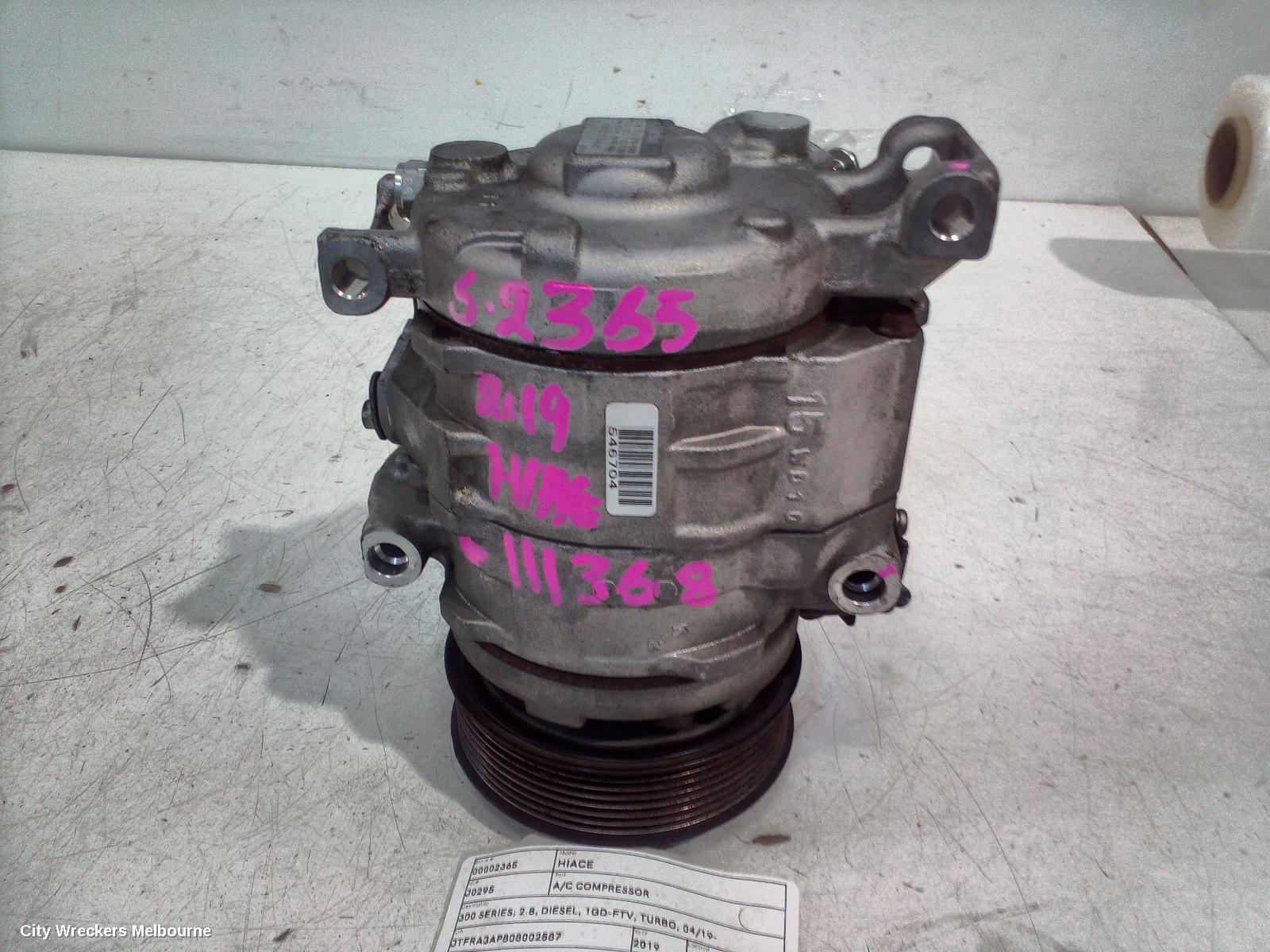 TOYOTA HIACE A/C COMPRESSOR, 300 SERIES, 2.8, DIESEL, 1GD-FTV, TURBO, 04/2019 ONWARDS