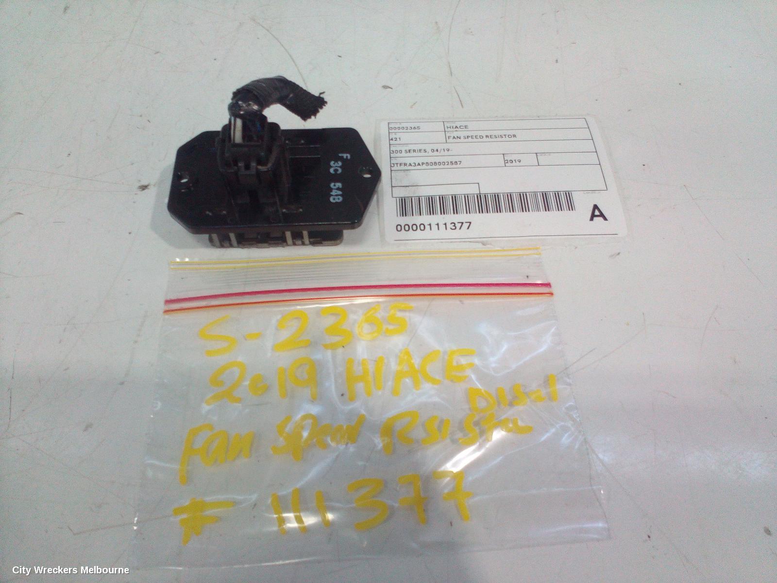 TOYOTA HIACE FAN SPEED RESISTOR, 300 SERIES, 02/2019 ONWARDS