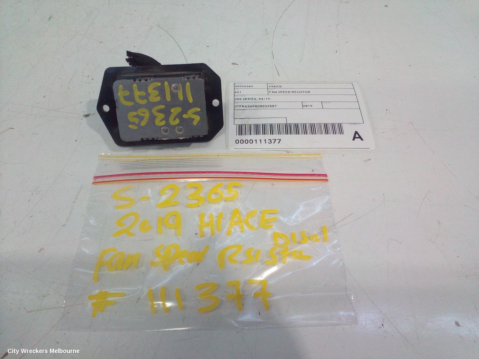 TOYOTA HIACE FAN SPEED RESISTOR, 300 SERIES, 02/2019 ONWARDS