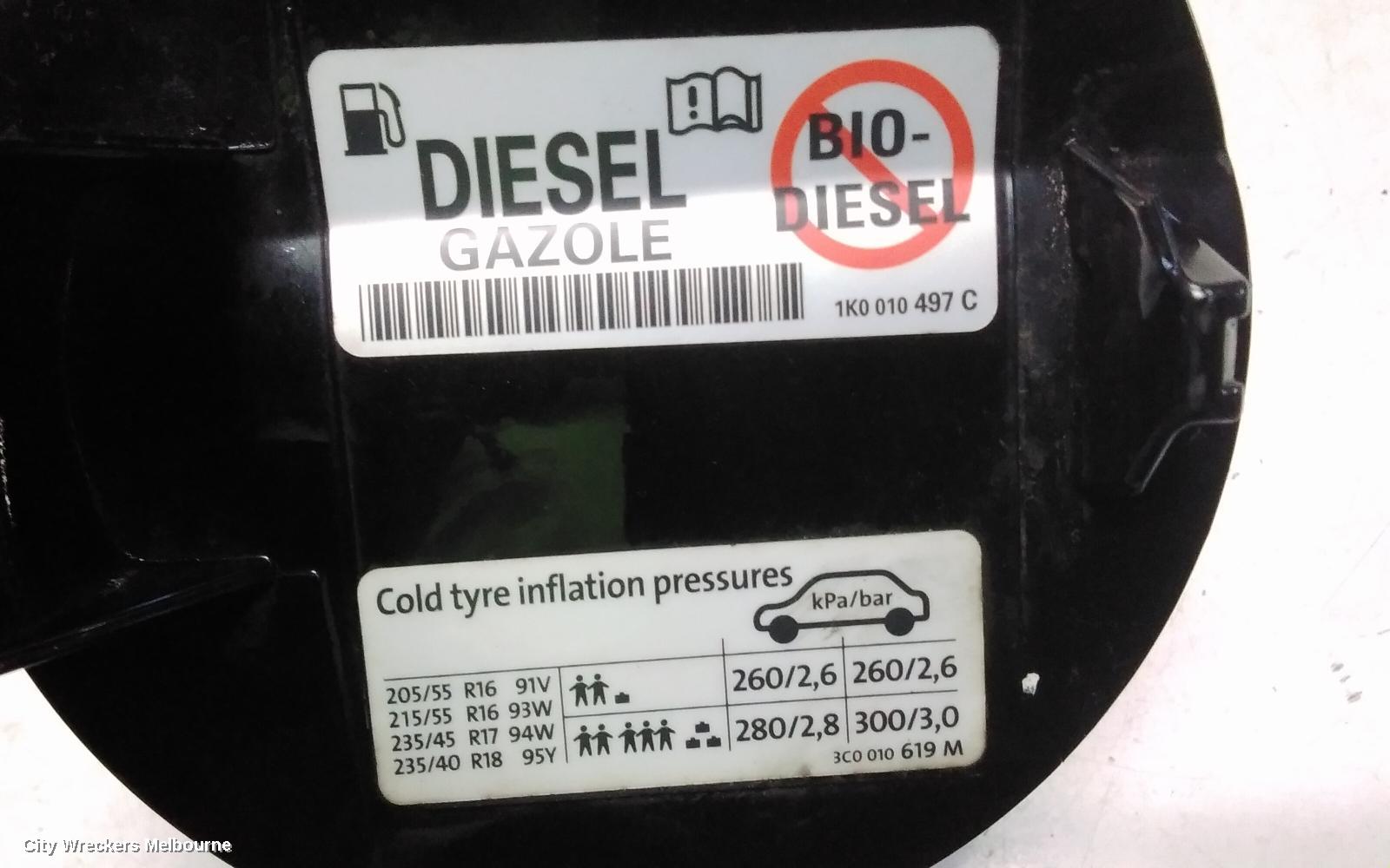VOLKSWAGEN PASSAT FUEL DOOR / FILLER, 3C/MK6, FUEL CAP, DIESEL, 03/2006 - 06/2012