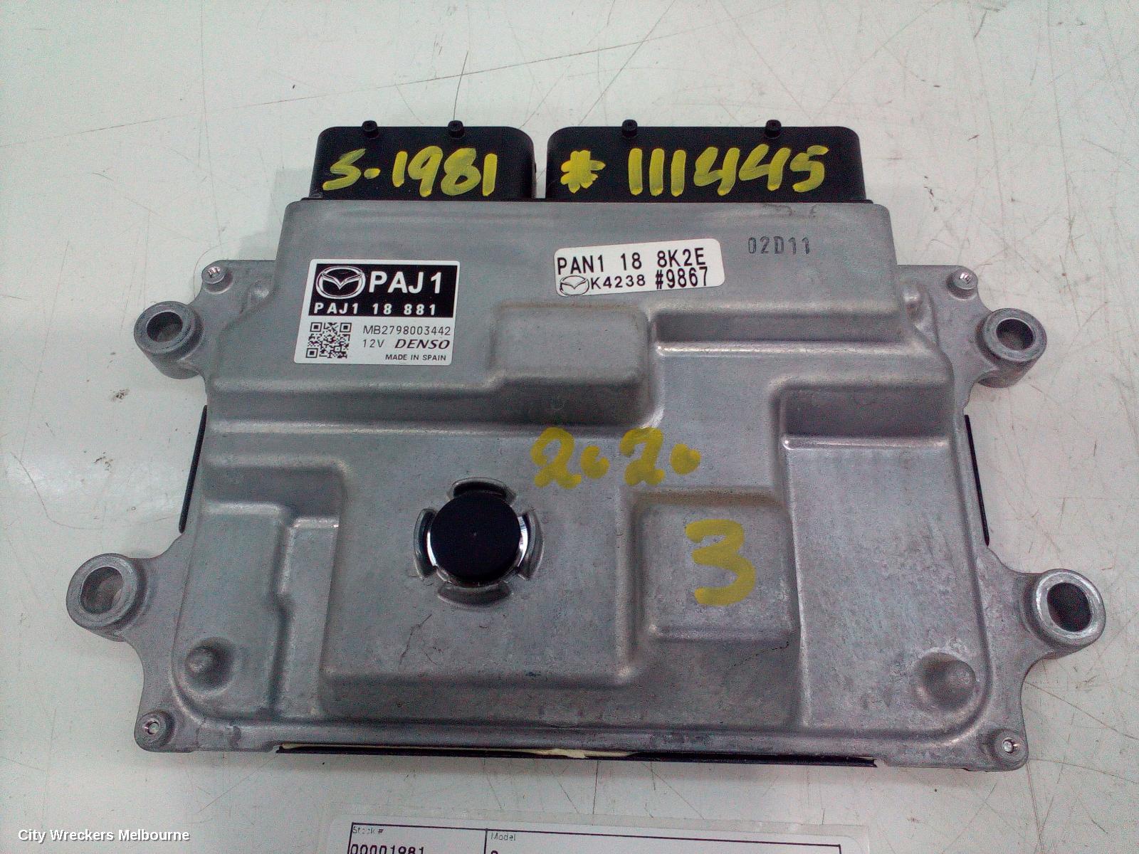 MAZDA 3 ECU, ENGINE ECU, 2.0, PETROL, ECU ONLY, DENSO PAJ1 TYPE, BP, 03/2019 ONWARDS
