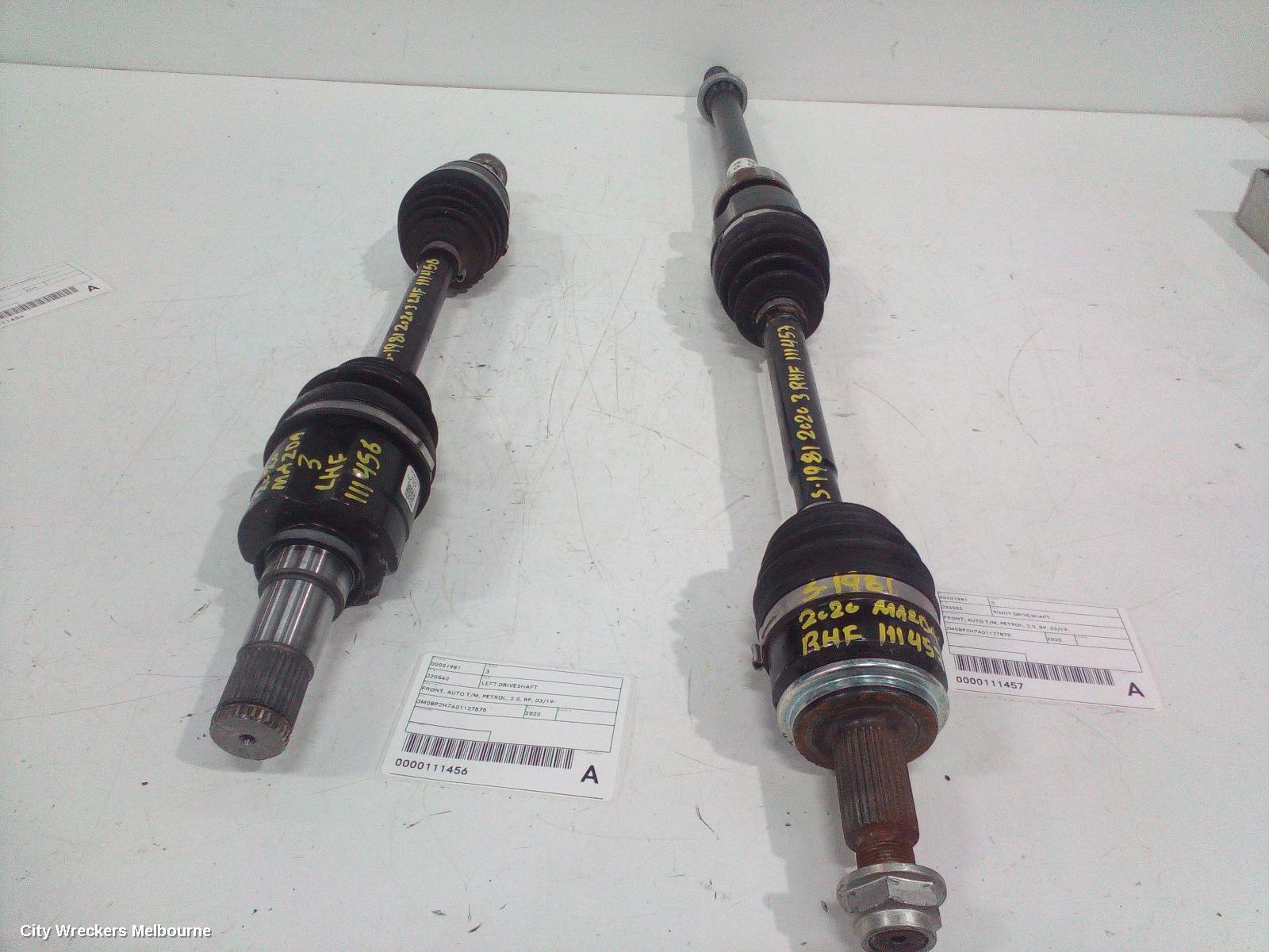 MAZDA 3 LEFT DRIVESHAFT, FRONT, AUTO T/M, PETROL, 2.0, BP, 03/2019 ONWARDS