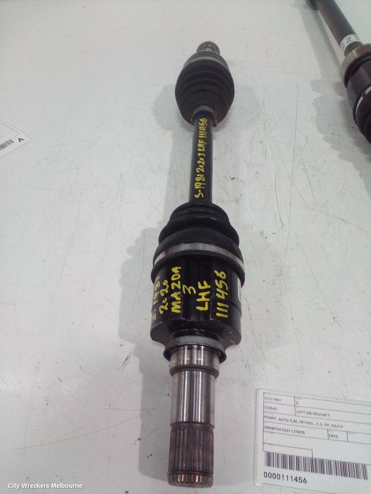 MAZDA 3 LEFT DRIVESHAFT, FRONT, AUTO T/M, PETROL, 2.0, BP, 03/2019 ONWARDS