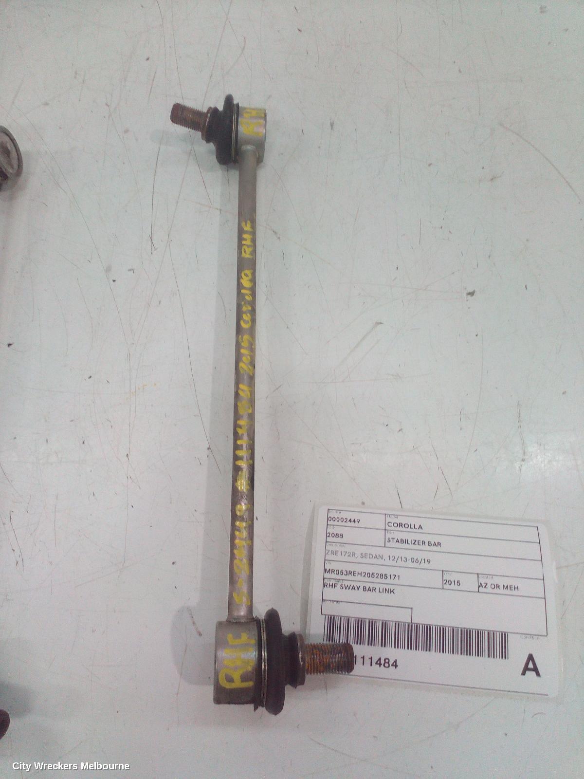 TOYOTA COROLLA STABILISER BAR, ZRE172R, SEDAN, 12/2013 - 06/2019