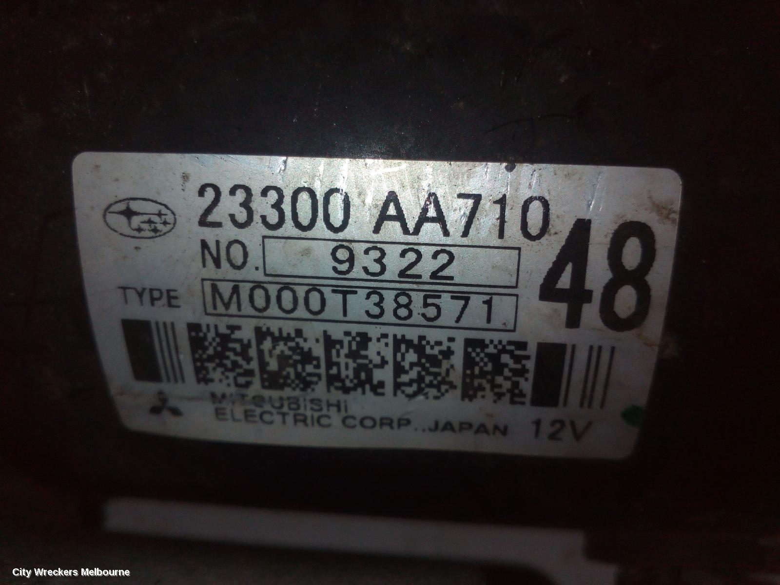 SUBARU WRX STARTER, PETROL, FA20, TURBO, AUTO, CVT, V1, 03/2014 - 10/2021