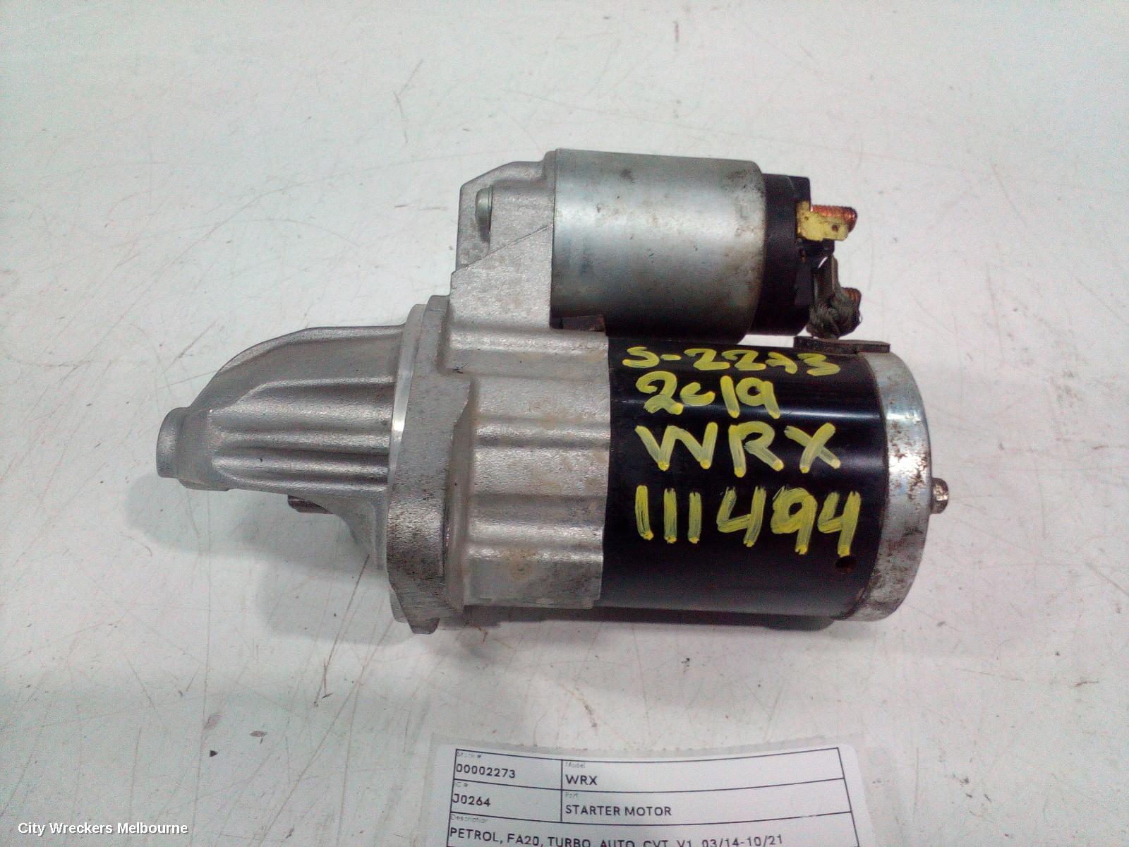 SUBARU WRX STARTER, PETROL, FA20, TURBO, AUTO, CVT, V1, 03/2014 - 10/2021