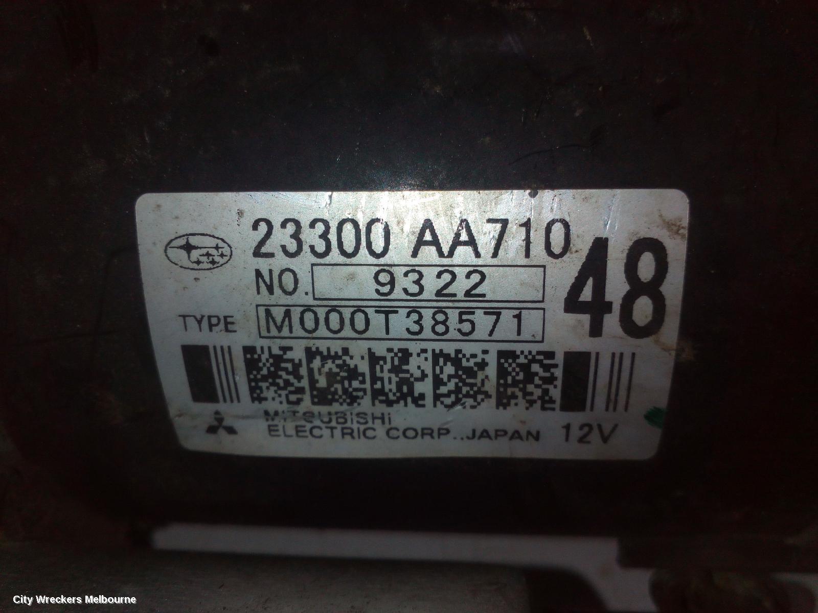 SUBARU WRX STARTER, PETROL, FA20, TURBO, AUTO, CVT, V1, 03/2014 - 10/2021