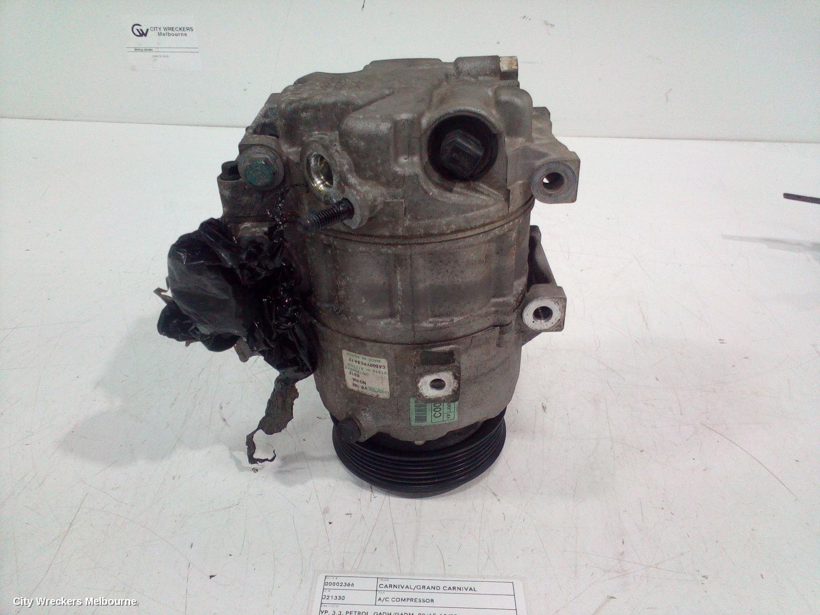 KIA CARNIVAL/GRAND CARNIVAL A/C COMPRESSOR, YP, 3.3, PETROL, G6DH/G6DM, 02/2015 - 10/2020