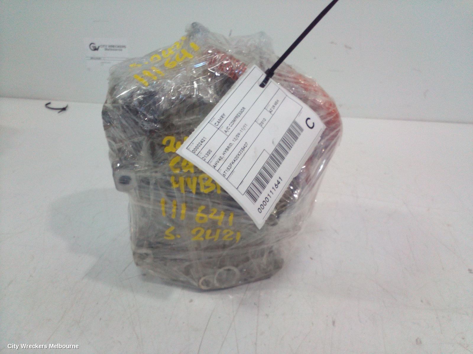 TOYOTA CAMRY A/C COMPRESSOR, AHV40, HYBRID, 12/2009 - 11/2011