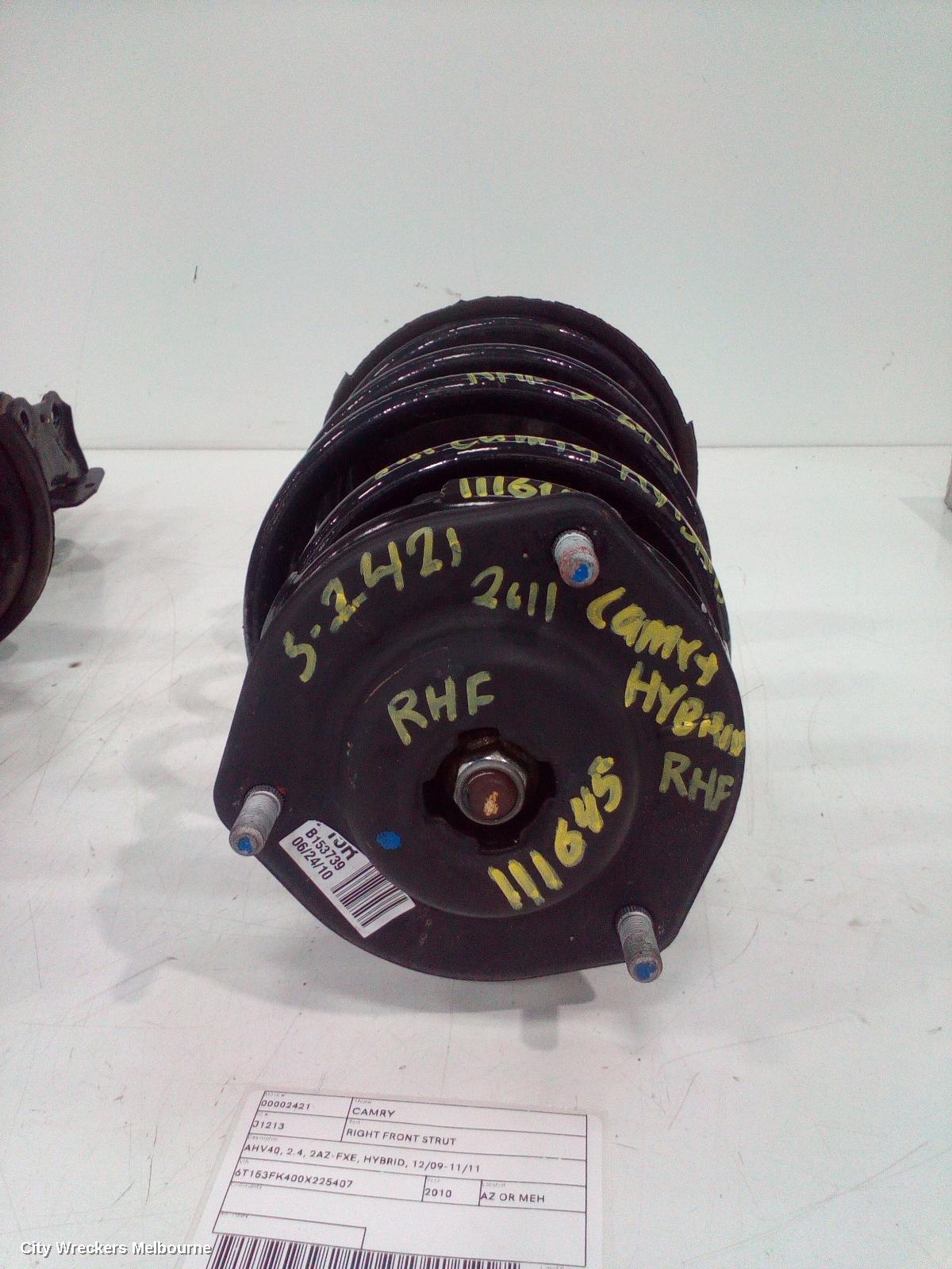 TOYOTA CAMRY RIGHT FRONT STRUT, AHV40, 2.4, 2AZ-FXE, HYBRID, 12/2009 - 11/2011