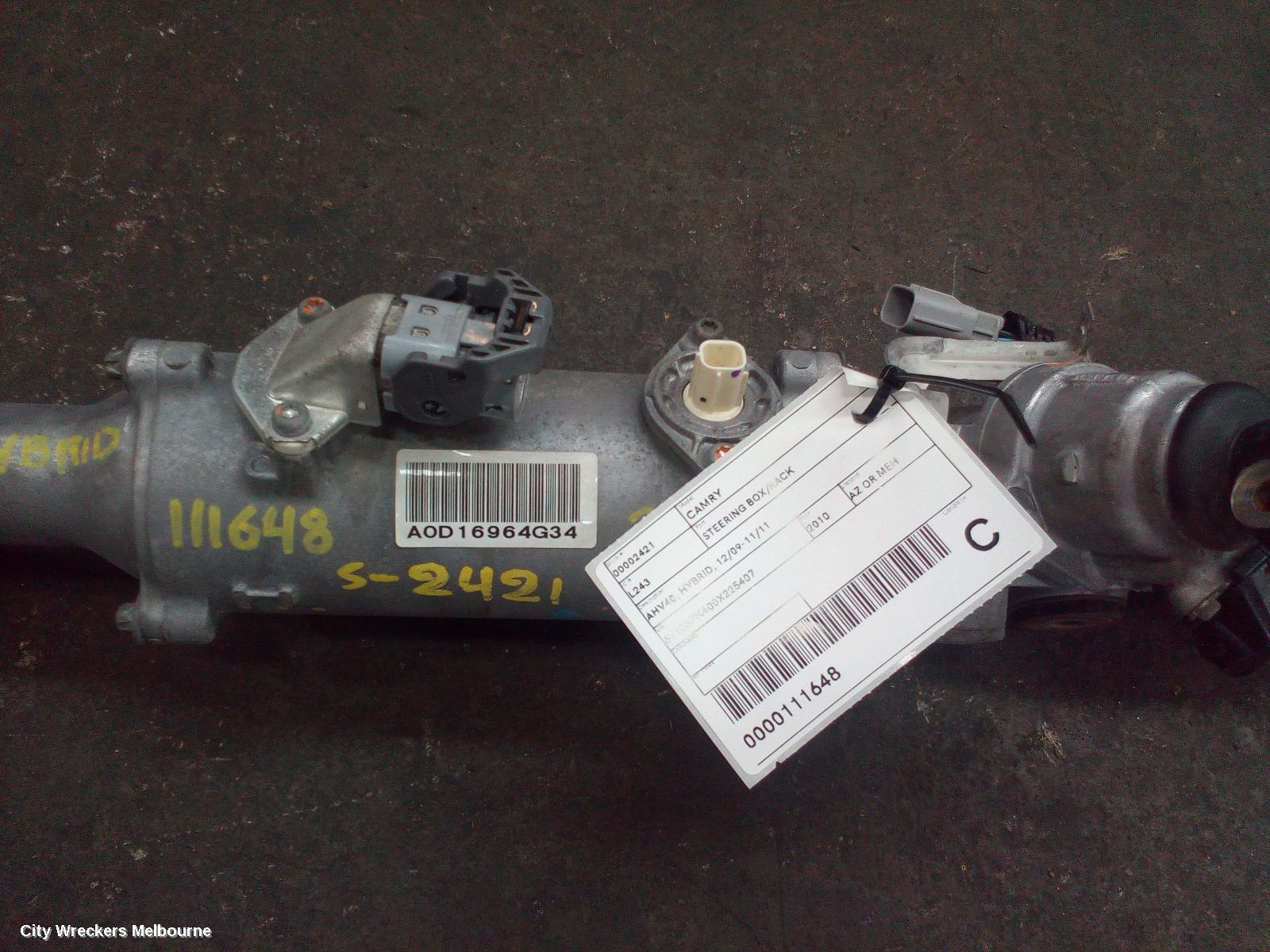 TOYOTA CAMRY STEERING BOX/RACK, AHV40, HYBRID, 12/2009 - 11/2011