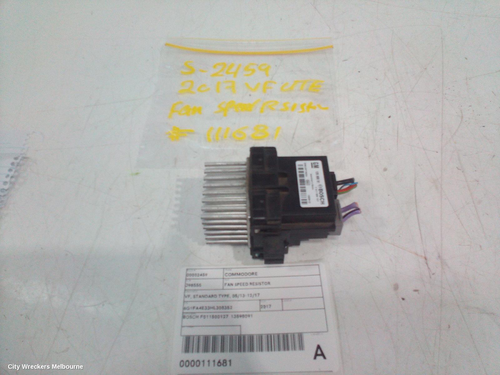 HOLDEN COMMODORE FAN SPEED RESISTOR, VF, STANDARD TYPE, 05/2013 - 12/2017