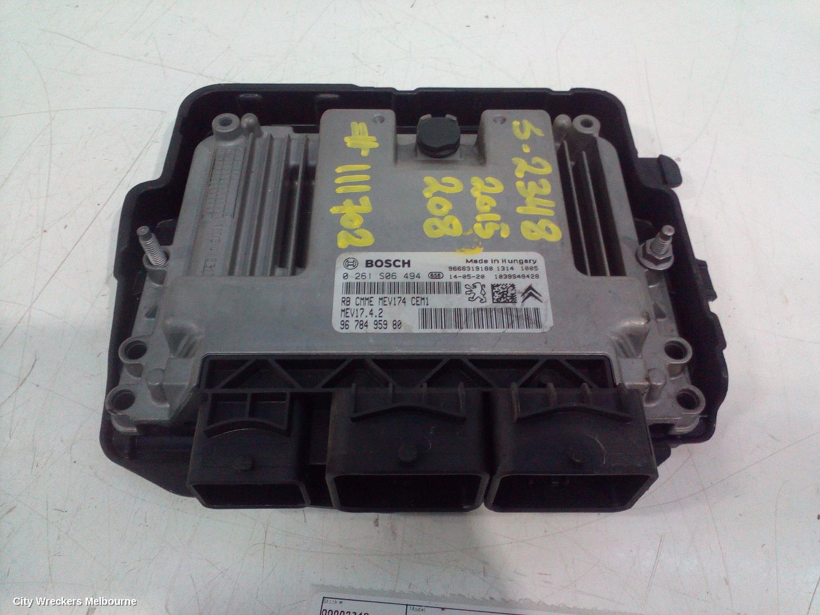 PEUGEOT 208 ECU, ENGINE ECU, 1.6, PETROL, VIN VF3*5FS, ECU ONLY, A9, 10/2012 - 05/2015