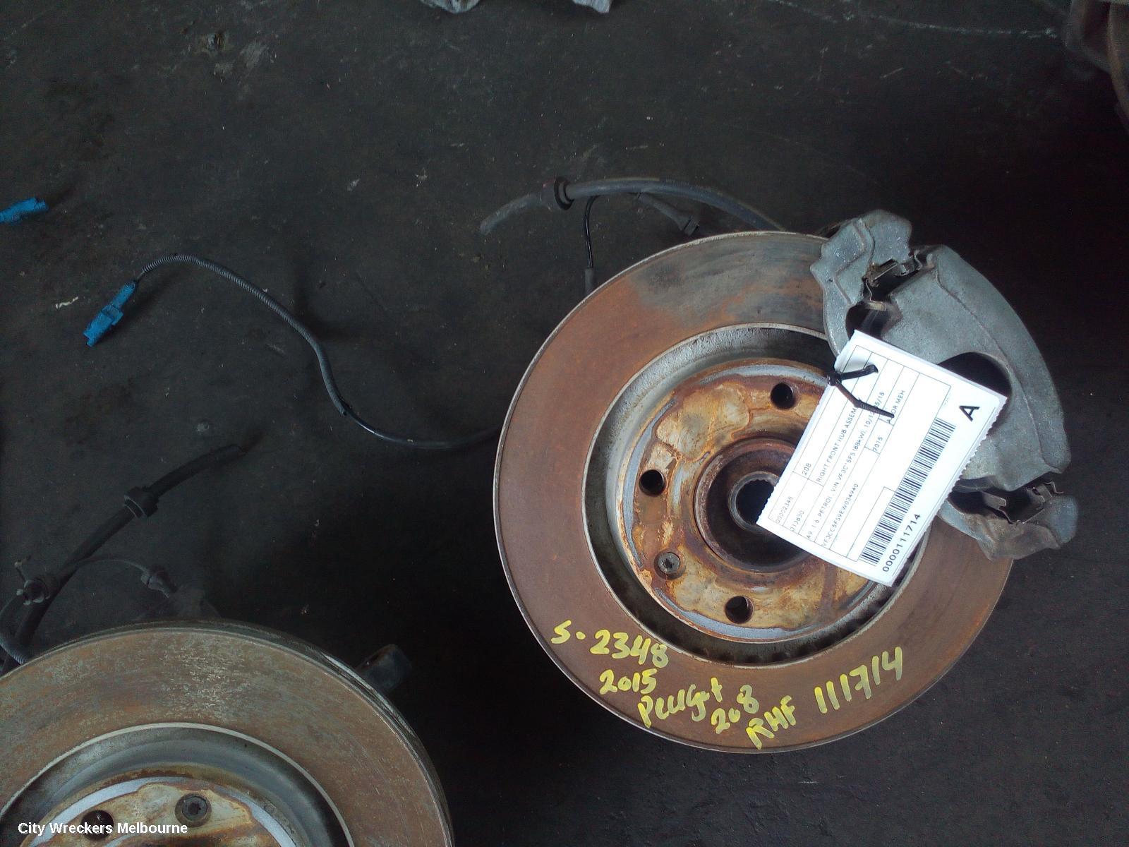 PEUGEOT 208 RIGHT FRONT HUB ASSEMBLY, A9, 1.6, PETROL, VIN VF3C*5FS (88KW), 10/2012 - 05/2015