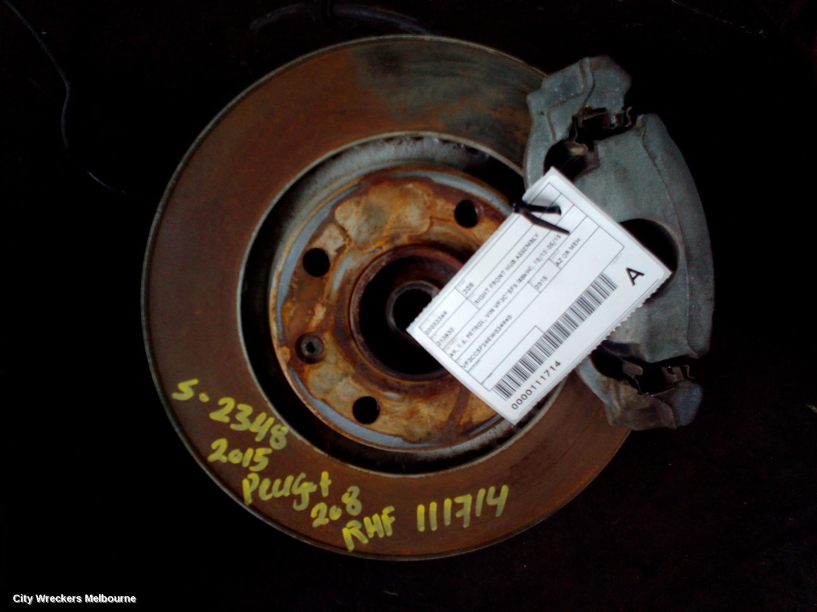 PEUGEOT 208 RIGHT FRONT HUB ASSEMBLY, A9, 1.6, PETROL, VIN VF3C*5FS (88KW), 10/2012 - 05/2015