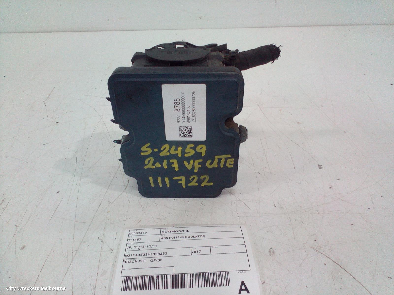 HOLDEN COMMODORE ABS PUMP/MODULATOR, VF, NON TRACTION CONTROL TYPE, 05/2013 - 12/2017