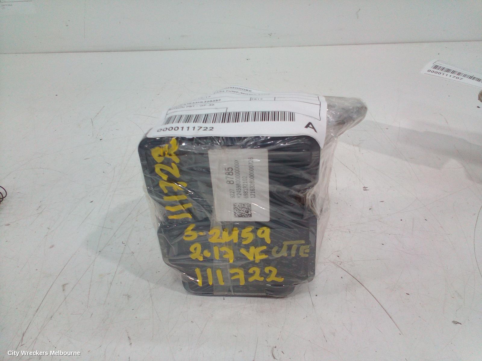 HOLDEN COMMODORE ABS PUMP/MODULATOR, VF, NON TRACTION CONTROL TYPE, 05/2013 - 12/2017