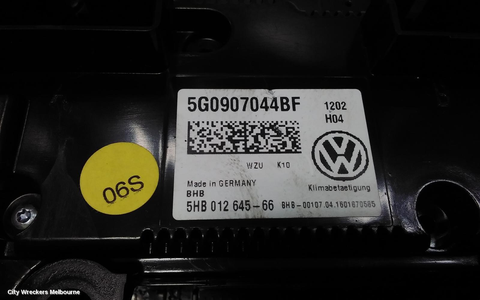 VOLKSWAGEN PASSAT HEATER/AC CONTROLS, 3CC, 3 KNOB DIAL, STANDARD TYPE, SEDAN, 01/2009 - 12/2016