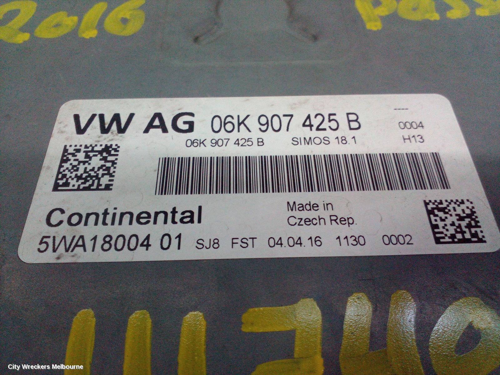 VOLKSWAGEN PASSAT ECU, ENGINE ECU, 1.8, PETROL, ECU ONLY, CJSA CODE, B8/MK7, 06/2015 - 10/2019