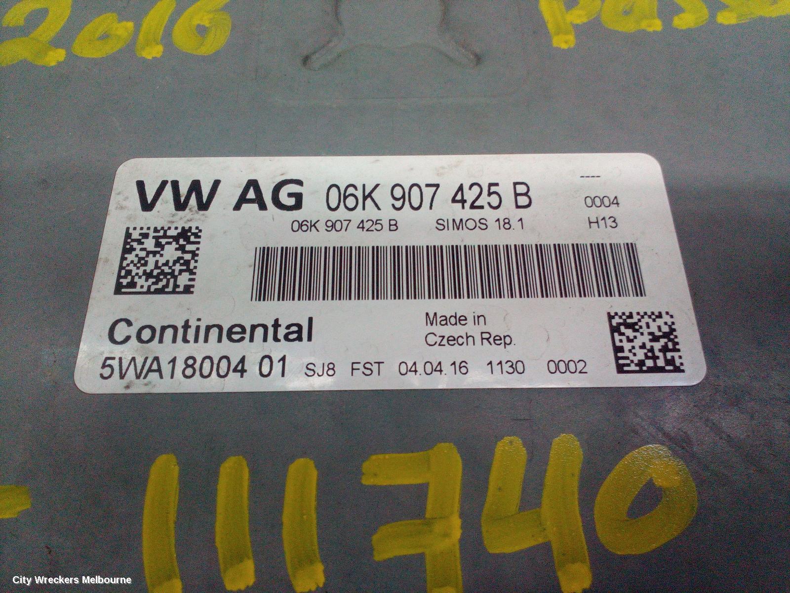 VOLKSWAGEN PASSAT ECU, ENGINE ECU, 1.8, PETROL, ECU ONLY, CJSA CODE, B8/MK7, 06/2015 - 10/2019