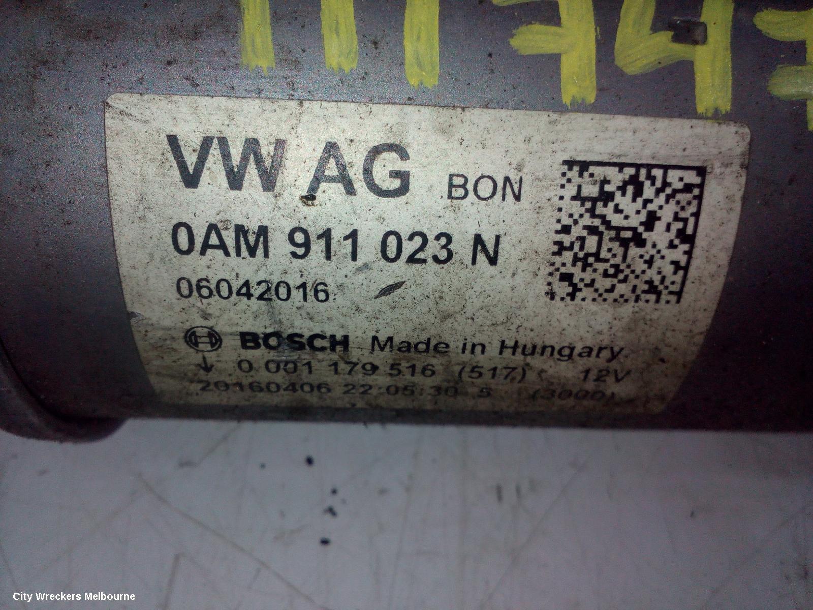VOLKSWAGEN PASSAT STARTER, PETROL, 1.8, CJSA CODE, BOSCH, B8/MK7, 06/2015 - 10/2019