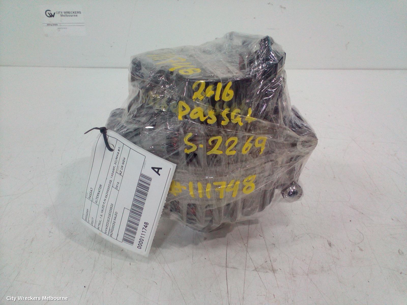 VOLKSWAGEN PASSAT ALTERNATOR, PETROL, 1.8, VALEO P/N 06J903023Q, 140AMP, 3C/MK6 B7, 12/2012 ONWARDS