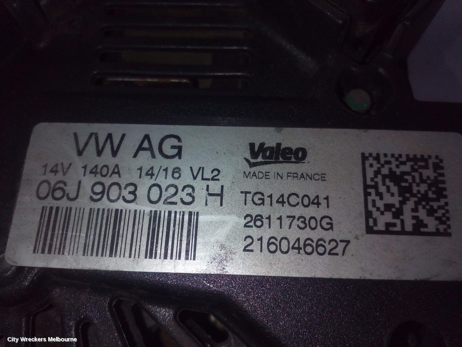 VOLKSWAGEN PASSAT ALTERNATOR, PETROL, 1.8, VALEO P/N 06J903023Q, 140AMP, 3C/MK6 B7, 12/2012 ONWARDS