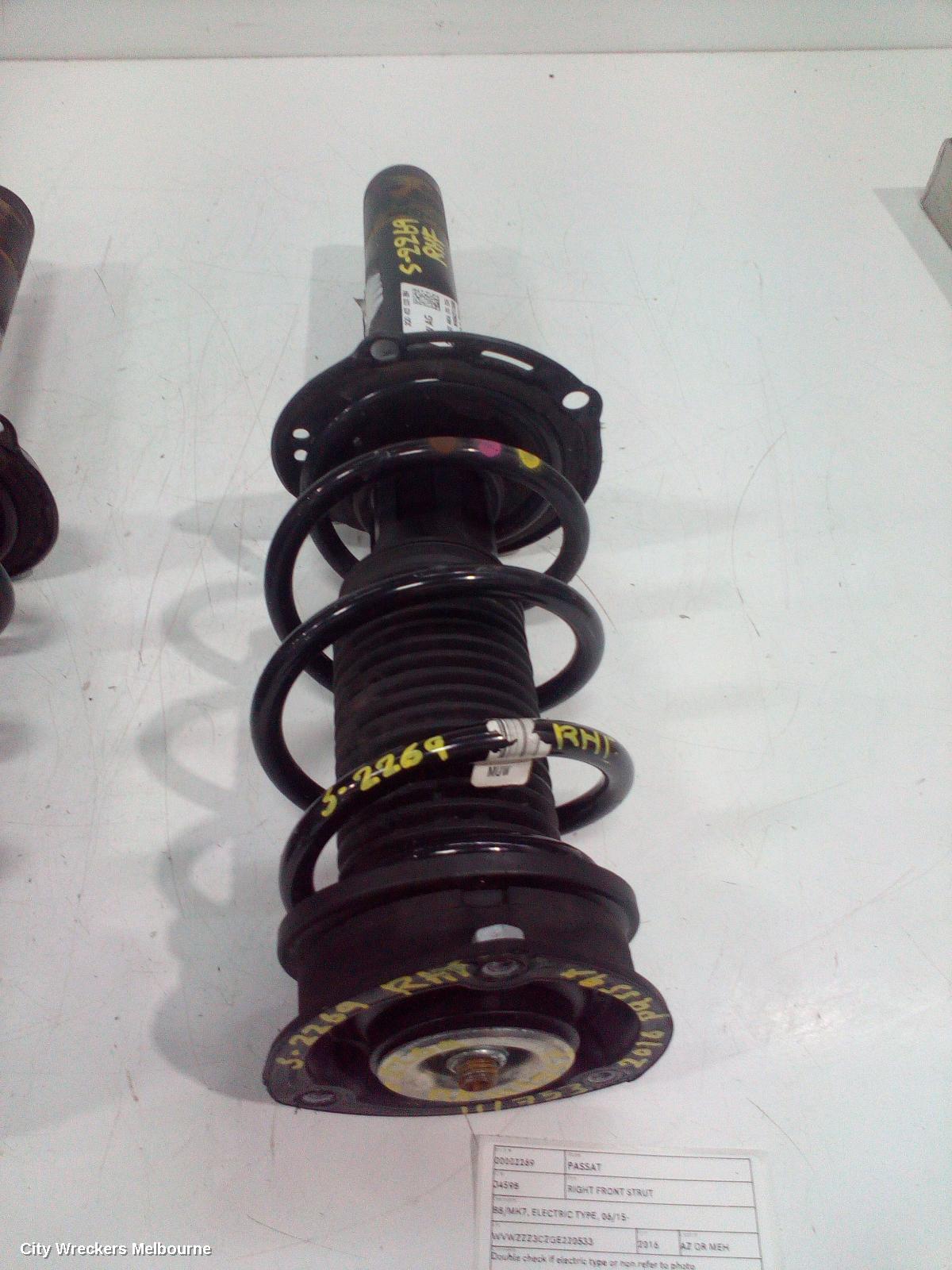 VOLKSWAGEN PASSAT RIGHT FRONT STRUT, B8/MK7, ELECTRIC TYPE, 06/2015 ONWARDS