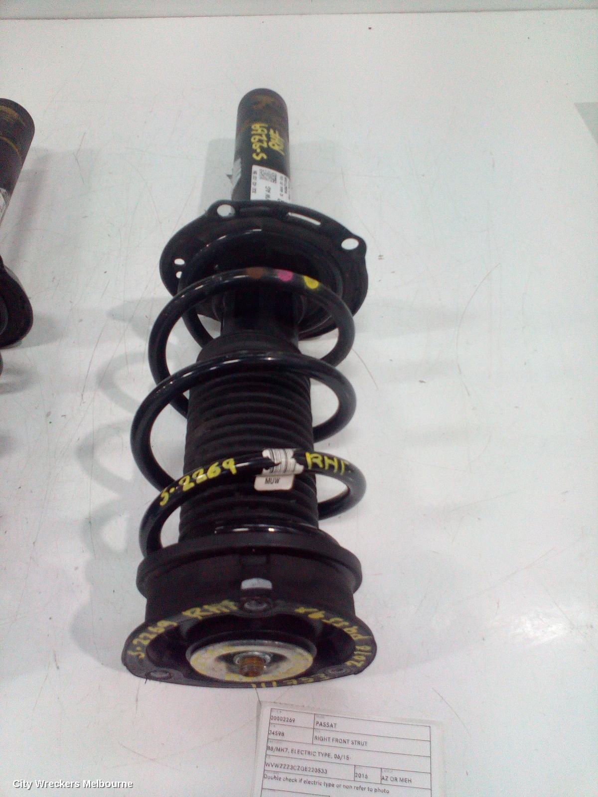 VOLKSWAGEN PASSAT RIGHT FRONT STRUT, B8/MK7, ELECTRIC TYPE, 06/2015 ONWARDS