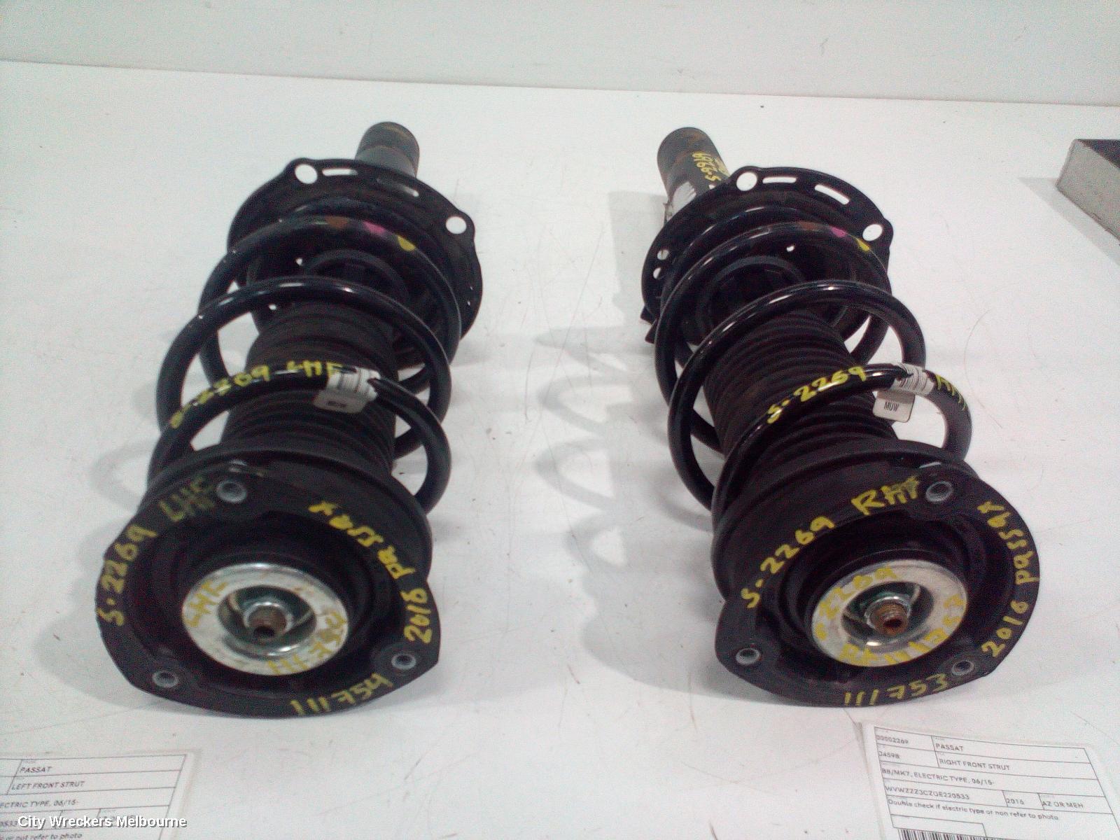 VOLKSWAGEN PASSAT LEFT FRONT STRUT, B8/MK7, NON ELECTRIC TYPE, 06/2015 ONWARDS