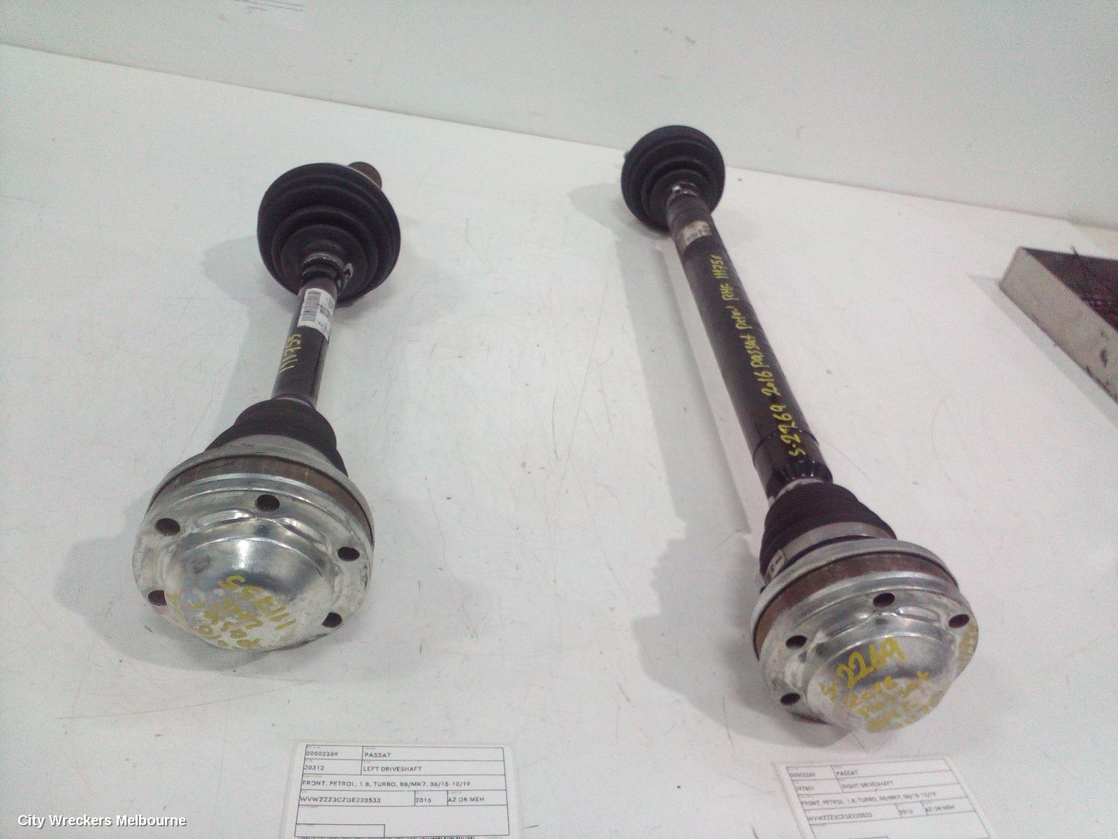 VOLKSWAGEN PASSAT LEFT DRIVESHAFT, FRONT, PETROL, 1.8, TURBO, B8/MK7, 06/2015 - 10/2019