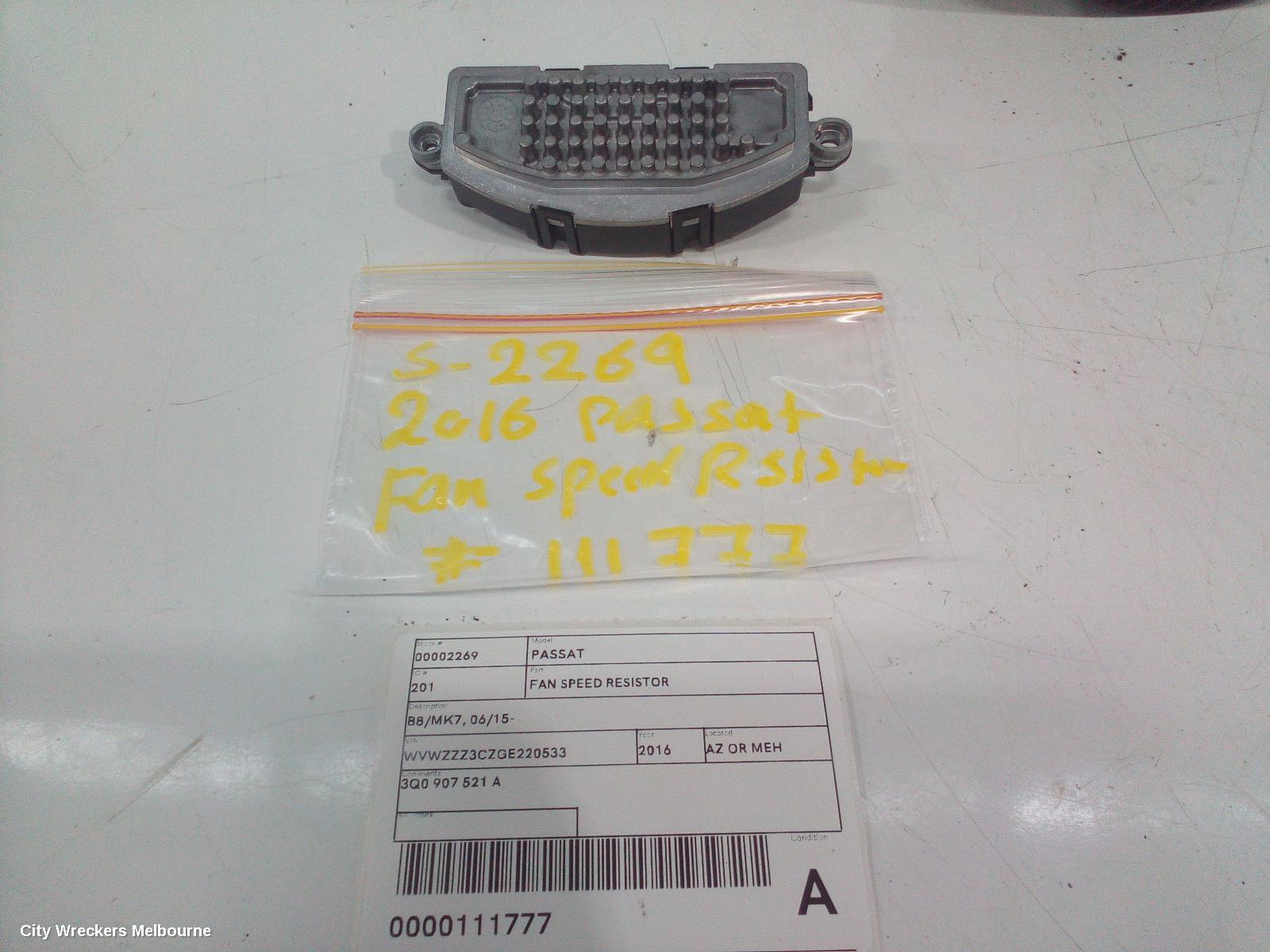 VOLKSWAGEN PASSAT FAN SPEED RESISTOR, B8/MK7, 06/2015 - 05/2023